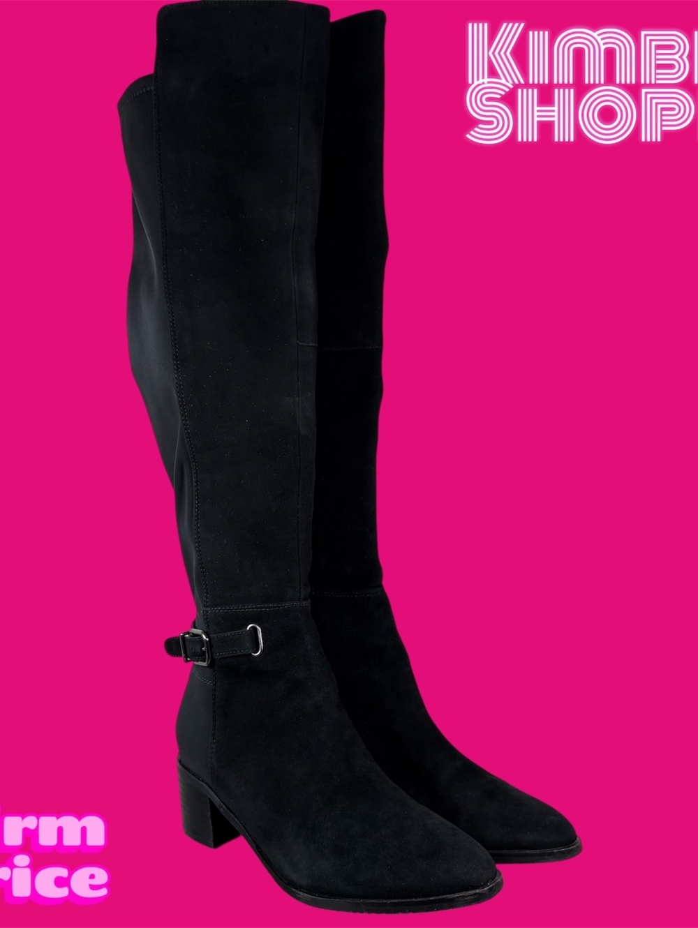 Clarks Poise Orla Black Suede Stretch Back Over The Knee Boot US 7 UK 4.5